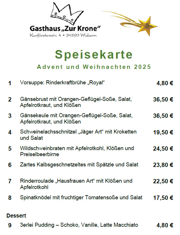 Oster-Speisekarte 2025